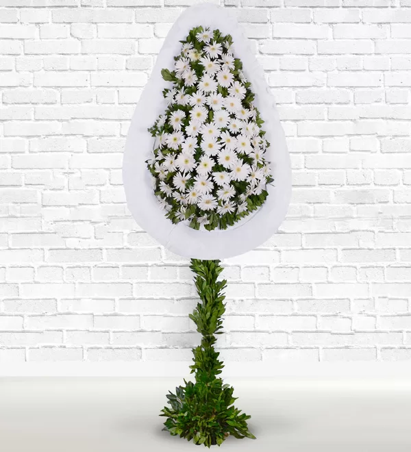 Beyaz Gerbera Sepeti Çelenk